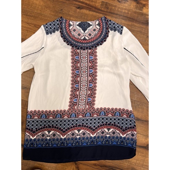 Adrianna Papell Geometric Tunic Long Sleeve Top Size S - Picture 4 of 6